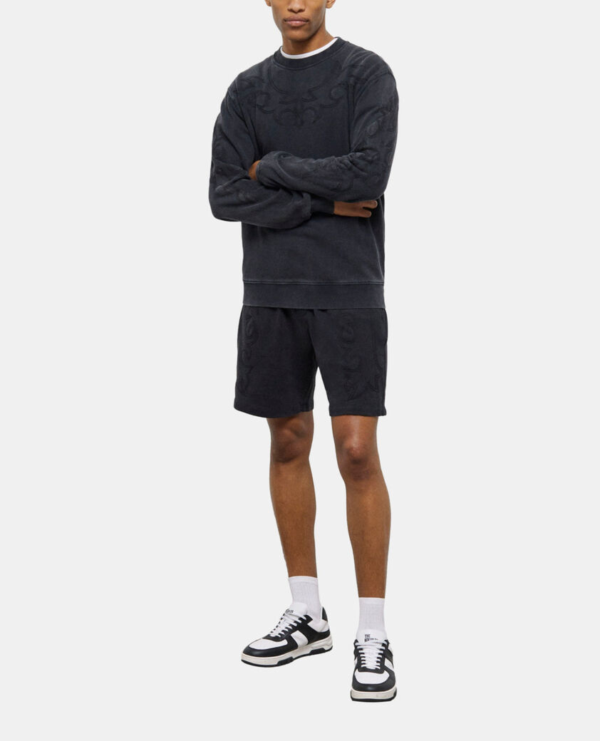 The Kooples MEN BLACK WASHED black sweatshirt with western-style embroidery