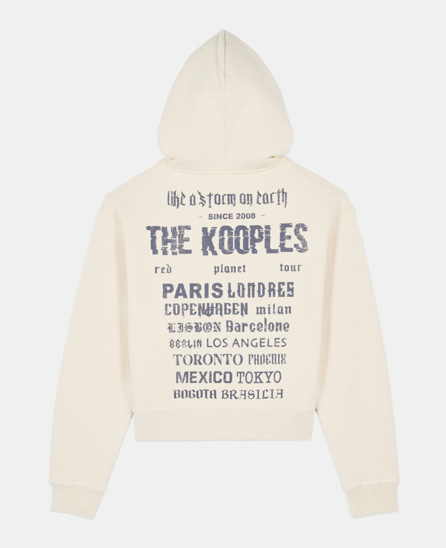 The Kooples F ECRU ecru hoodie with serigraphy