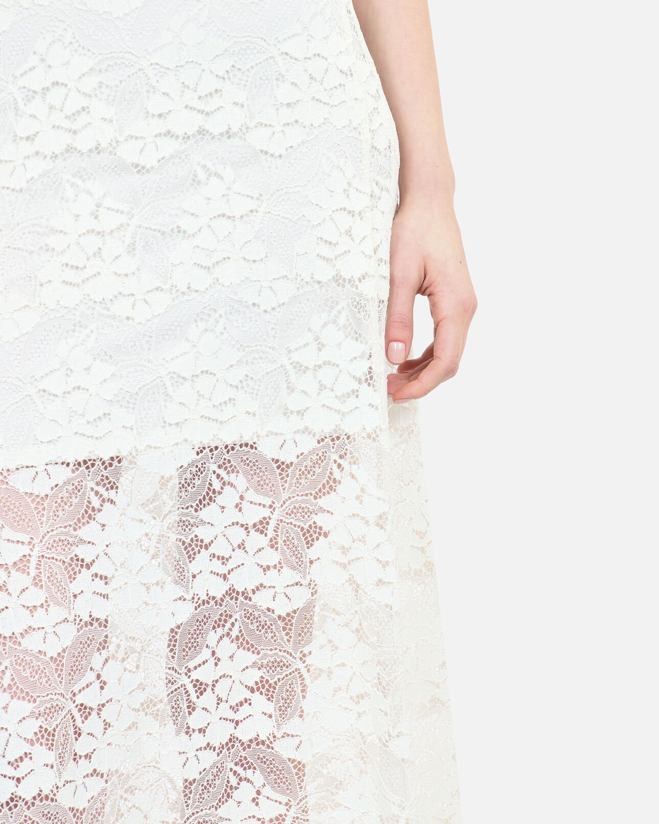 The Kooples WOMEN ECRU long ecru lace skirt
