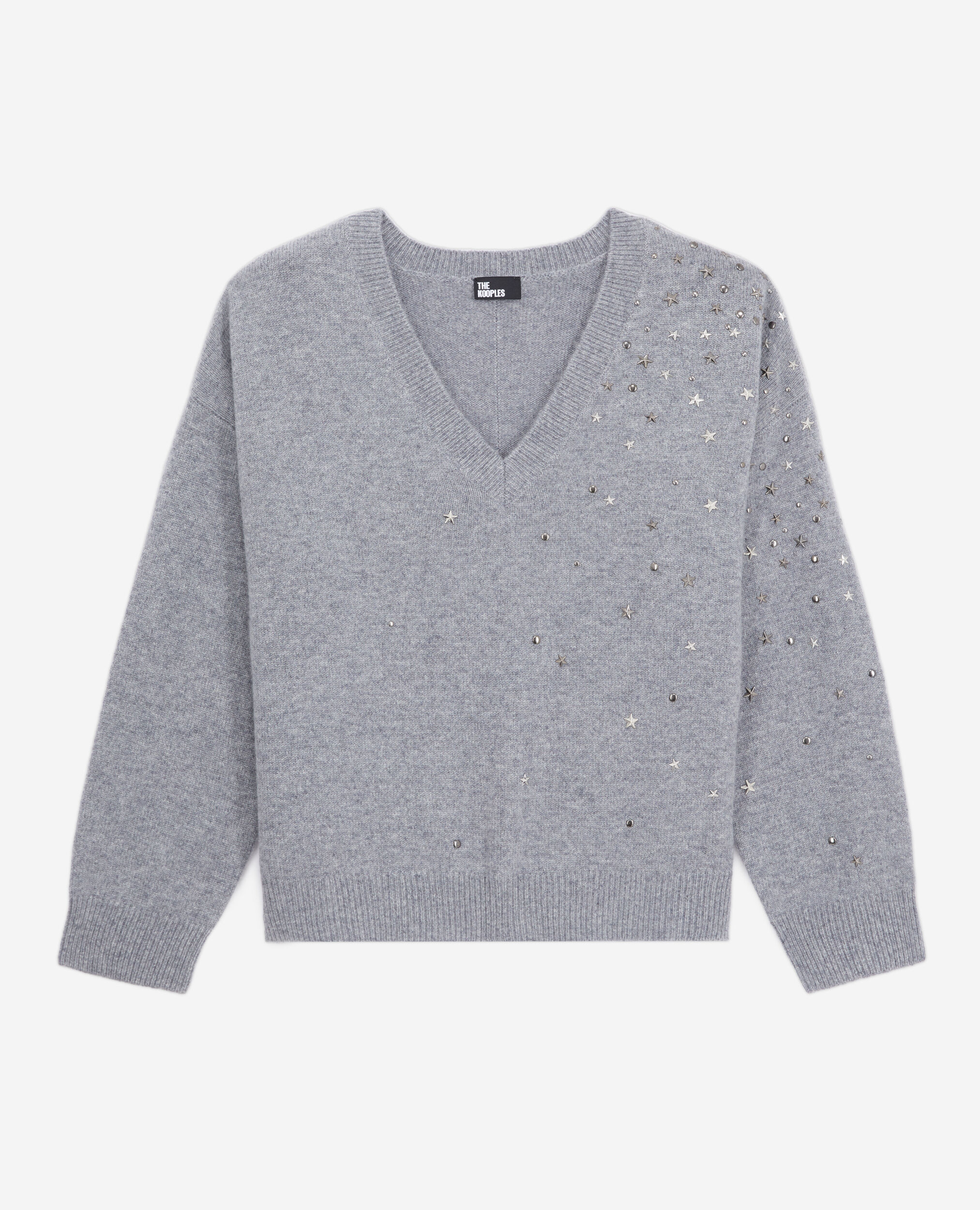 Grauer Pullover mit Sternenmotiv, MIDDLE GREY MEL, hi-res image number null