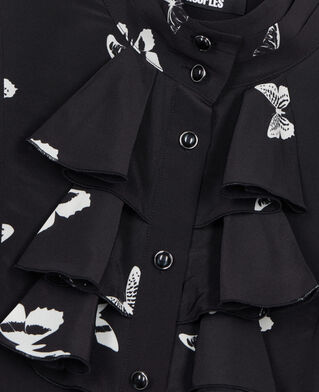 The Kooples WOMEN BLACK WHITE butterfly print silk shirt