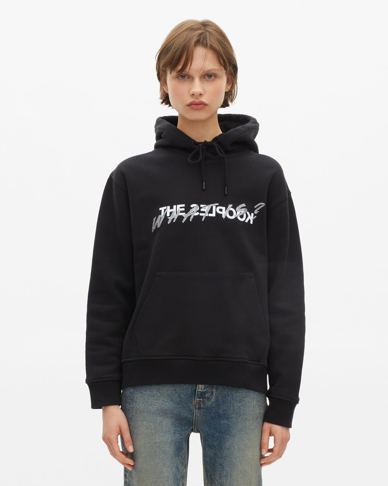 The Kooples WOMEN BLACK what is hoodie with black rhinestones
