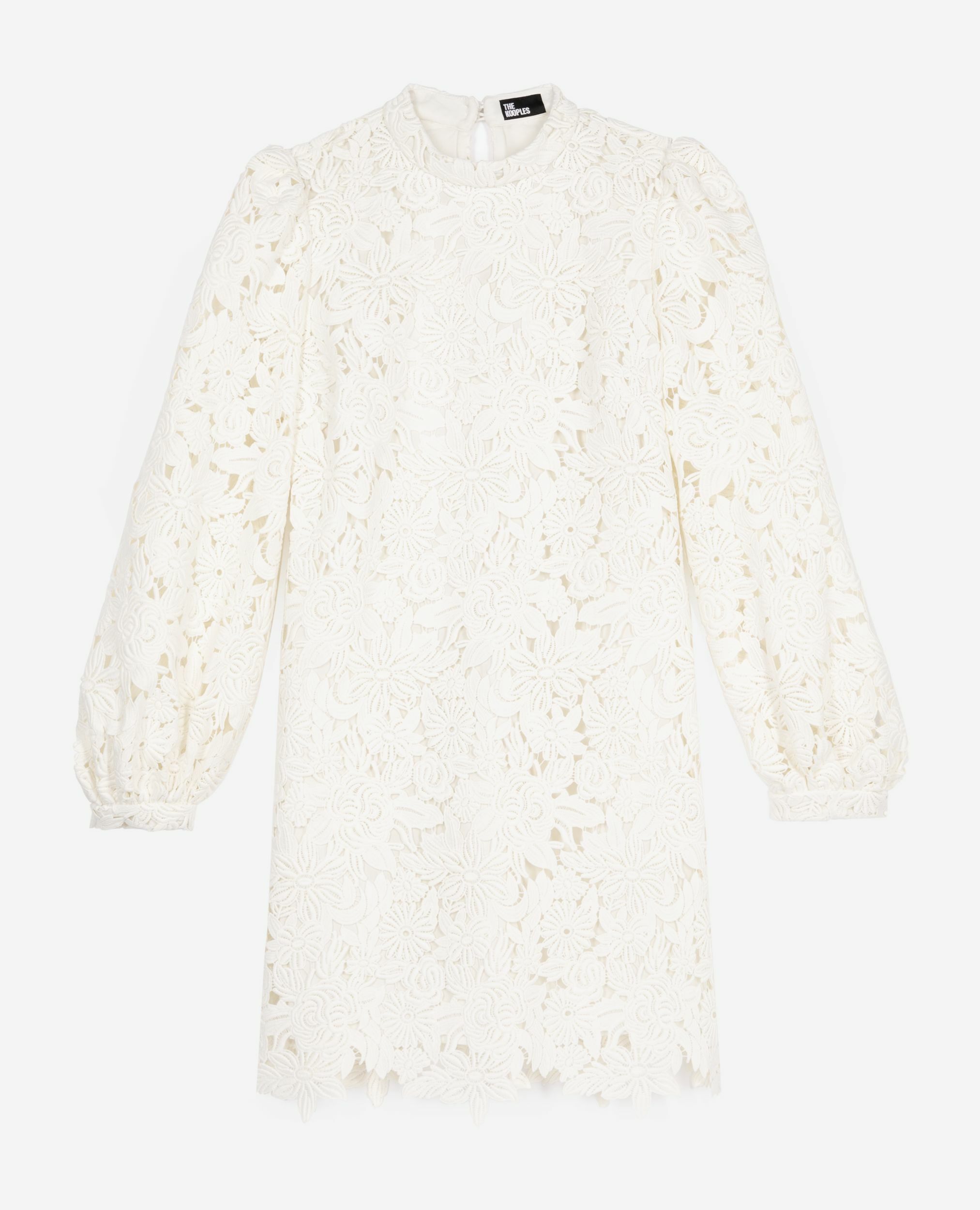 Short dress in ecru floral lace, ECRU, hi-res image number null
