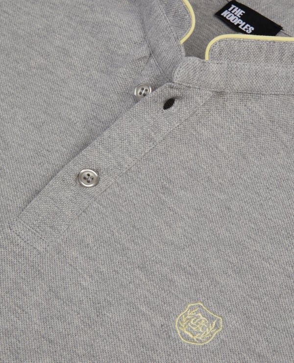 The Kooples HOMME GREY YELLOW polo en coton piqué gris