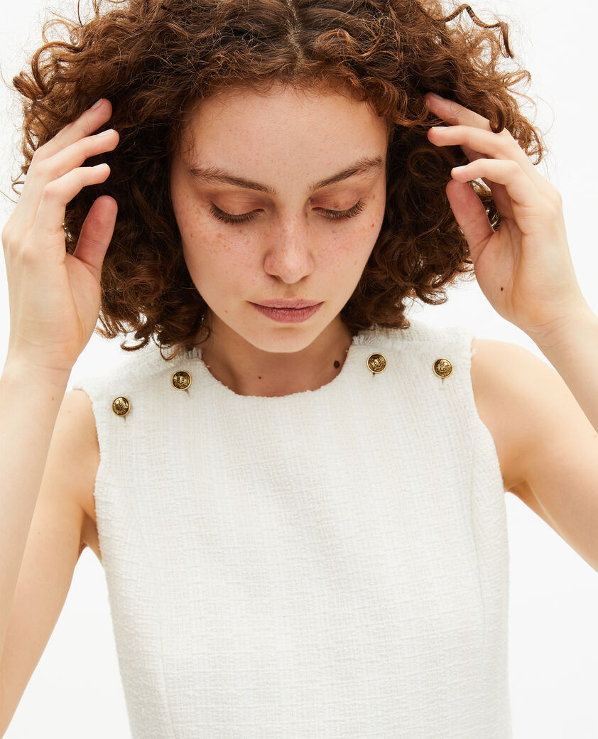 The Kooples DAMEN ECRU kurzes kleid aus ungebleichtem tweed