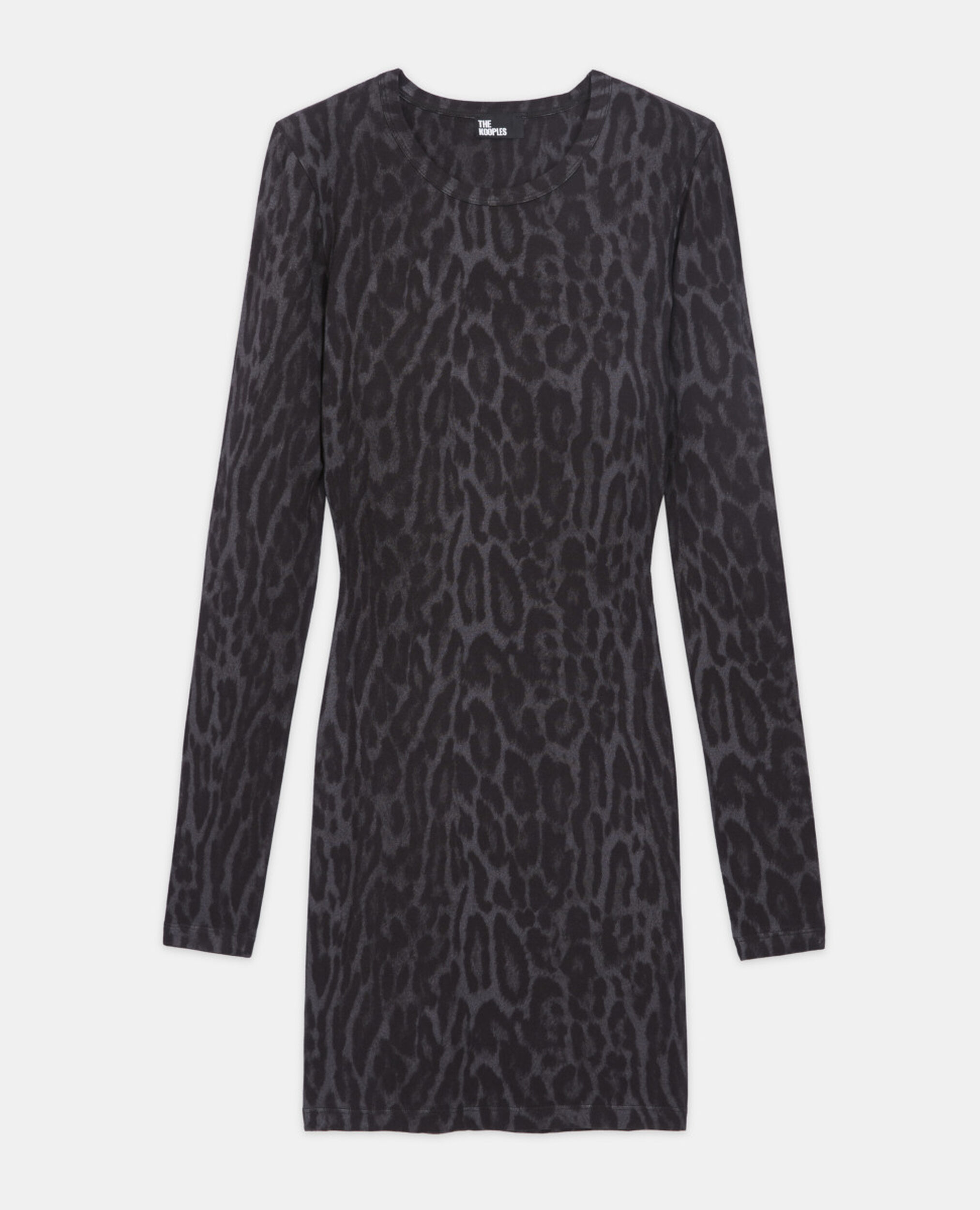 Kurzes Kleid mit Leopardenmuster, BLACK, hi-res image number null