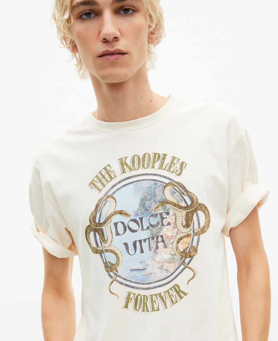 The Kooples HOMME LIGHT BEIGE t-shirt avec s&eacute;rigraphie dolce vita beige