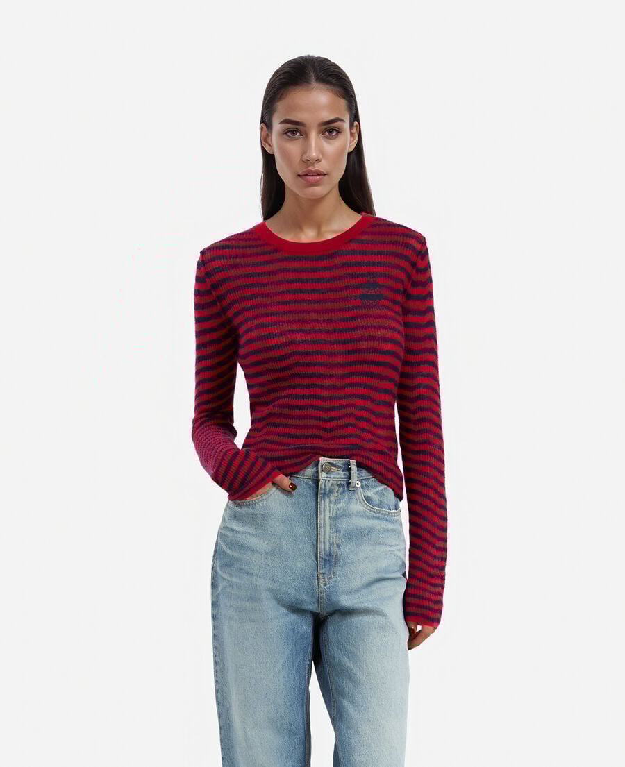 The Kooples FEMME RED / BLUE pull en mohair à rayures