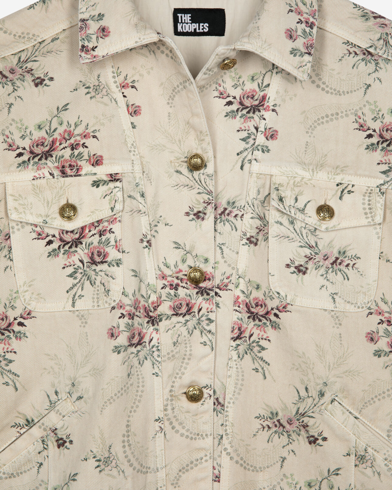 The Kooples WOMEN BEIGE TAUPE flower print jacket in beige denim