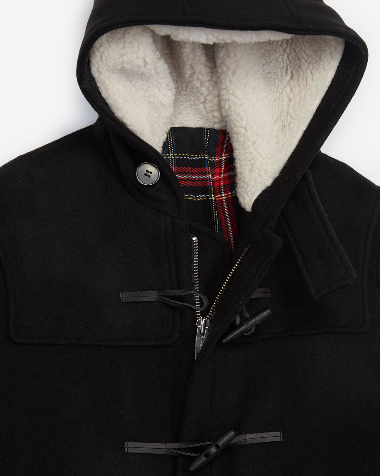 Black wool duffle coat, BLACK, hi-res image number null