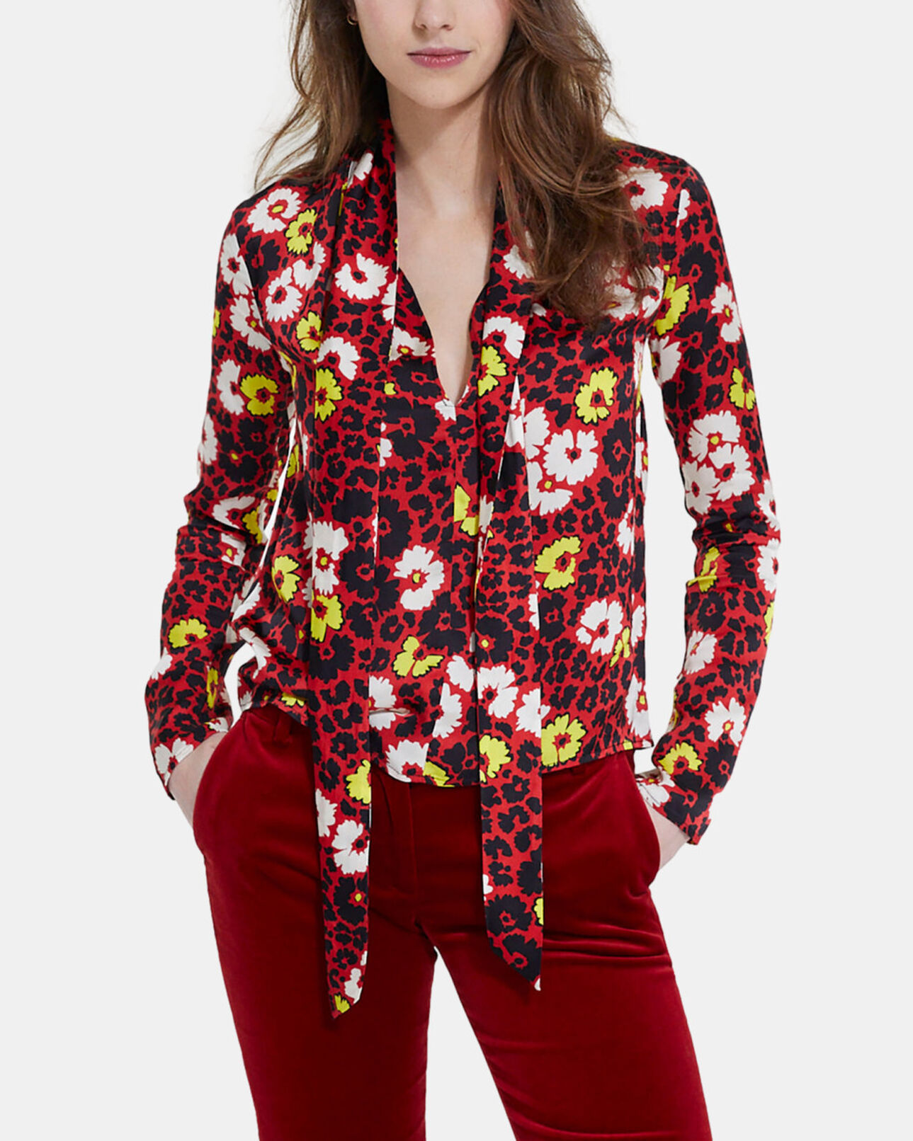 The Kooples FEMME RED / YELLOW top imprimé fleuri