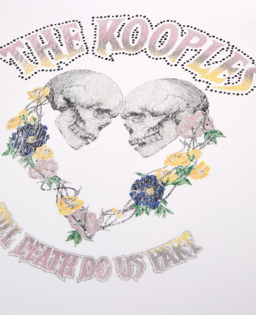 The Kooples F WHITE white t-shirt with skull heart serigraphy