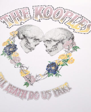 The Kooples F WHITE white t-shirt with skull heart serigraphy