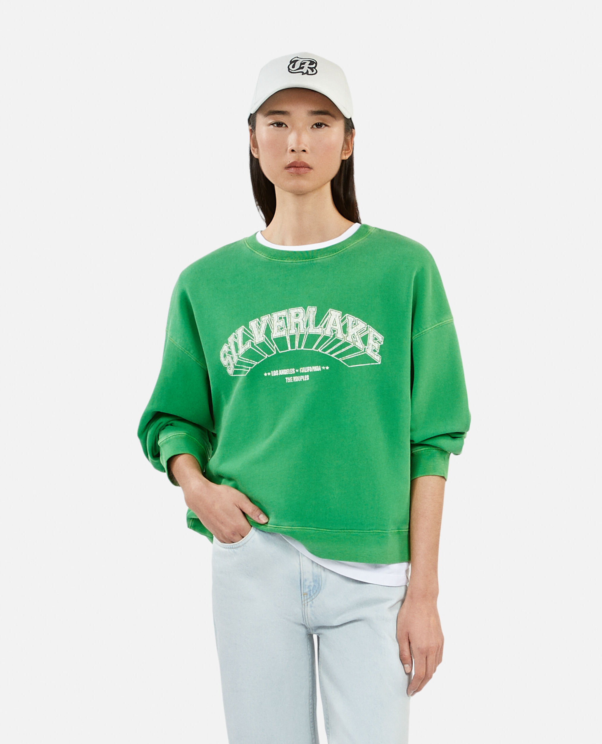 Green sweatshirt with Silverlake serigraphy, GREEN, hi-res image number null