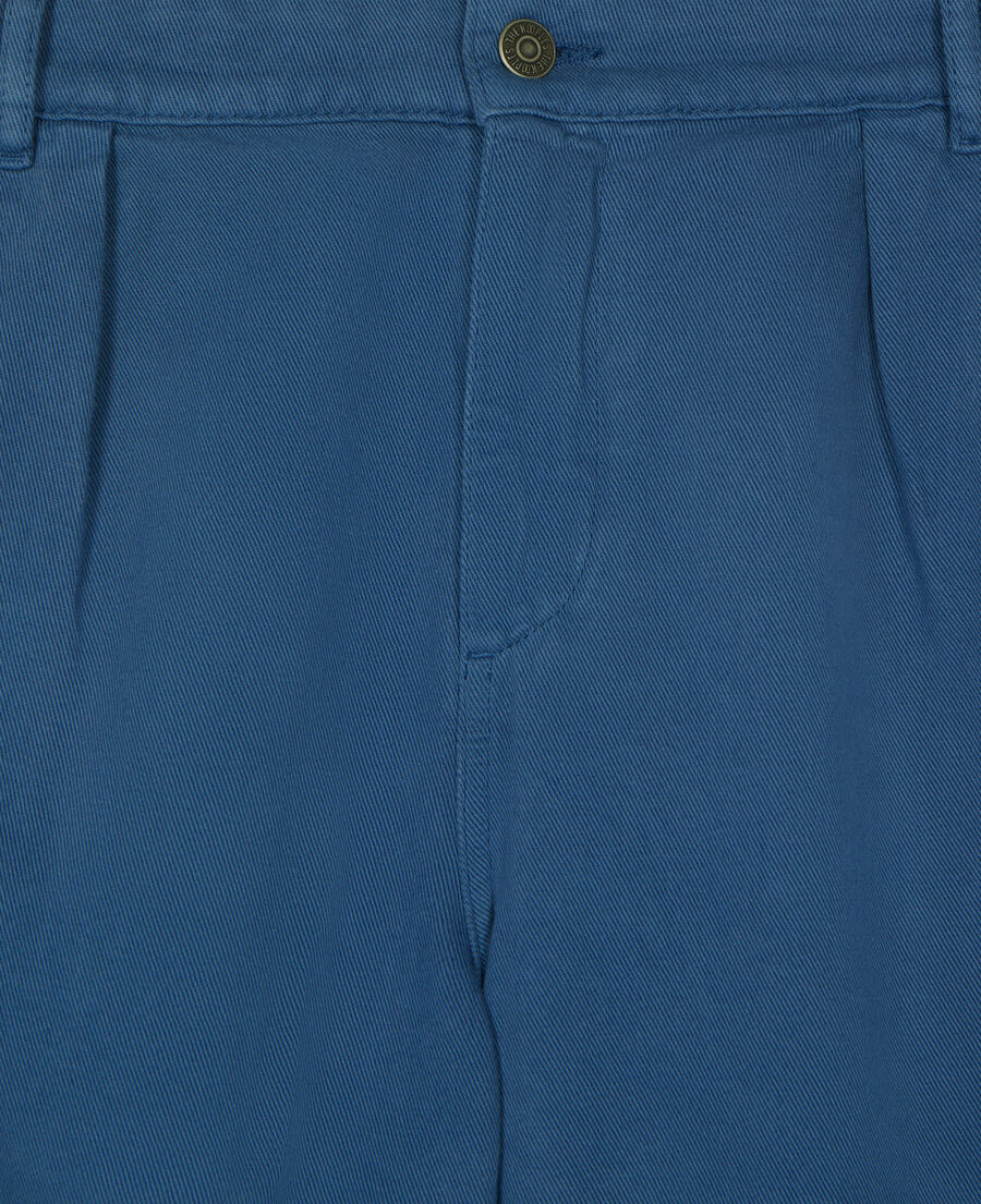 short cargo bleu en coton et lin