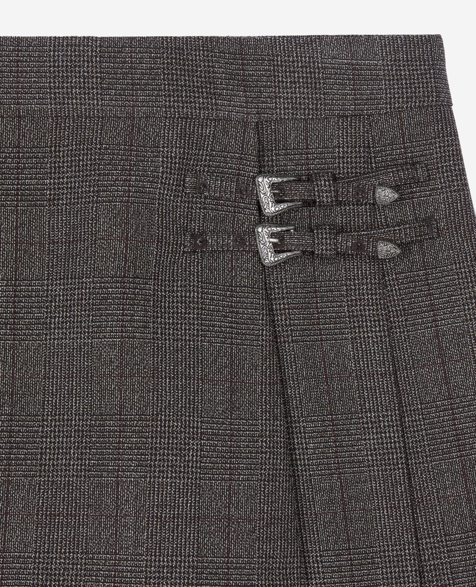 Prince de Galles short skirt in brown wool, BROWN, hi-res image number null