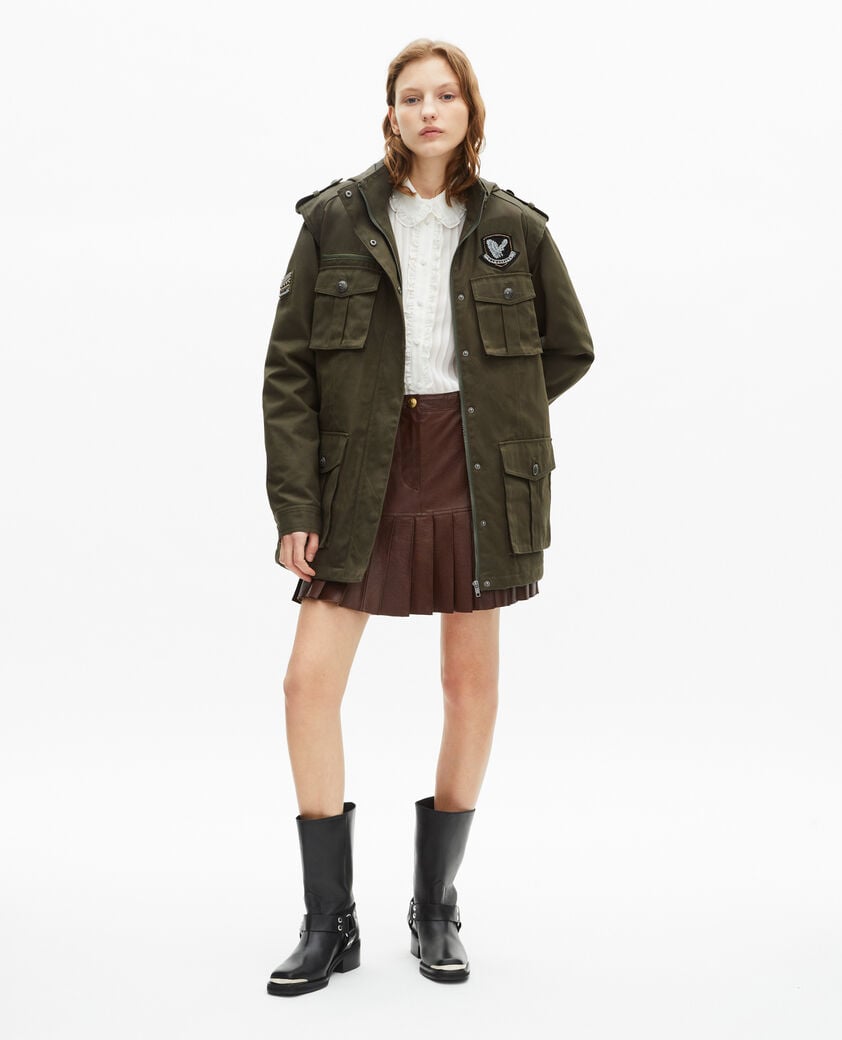 The Kooples DAMEN KAKI khakifarbener parka mit kapuze