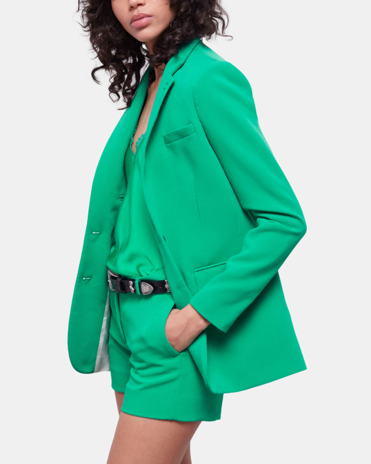 The Kooples F GREEN green crêpe suit shorts