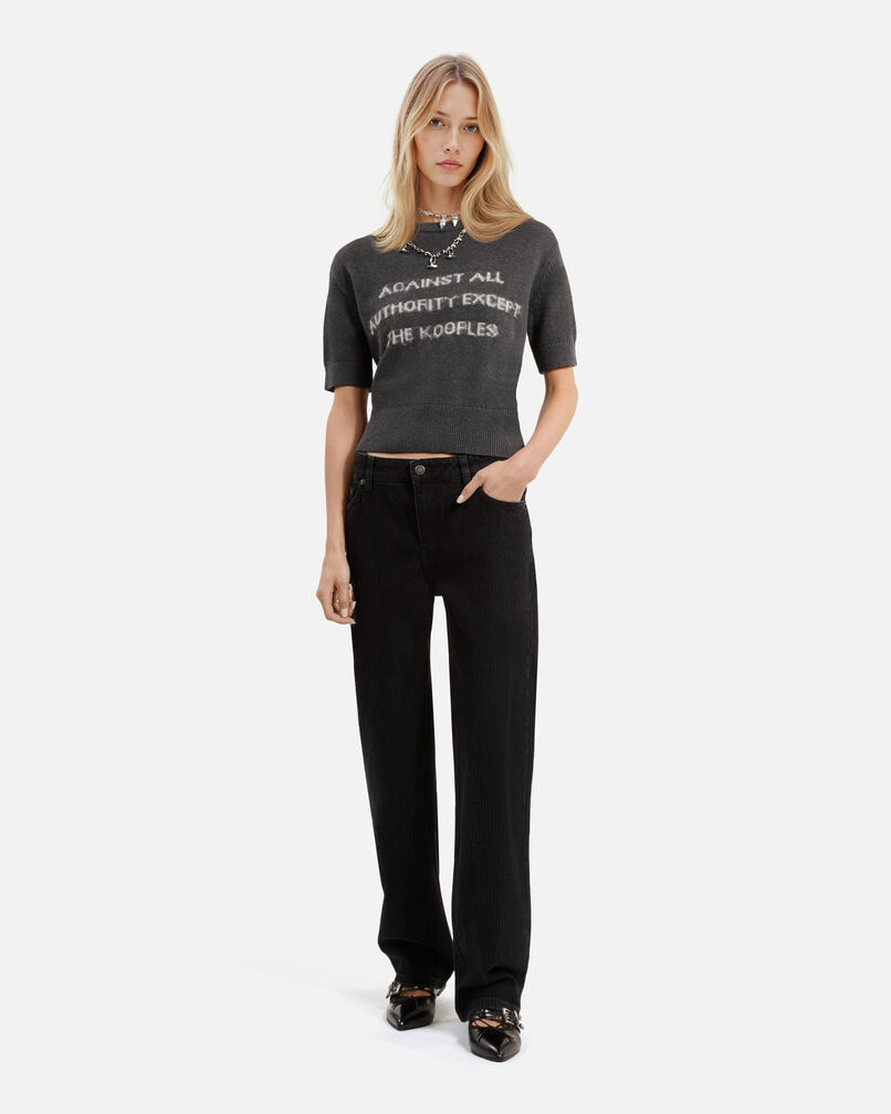 The Kooples FEMME MIDDLE GREY MEL/WHITE pull manches courtes sérigraphie
