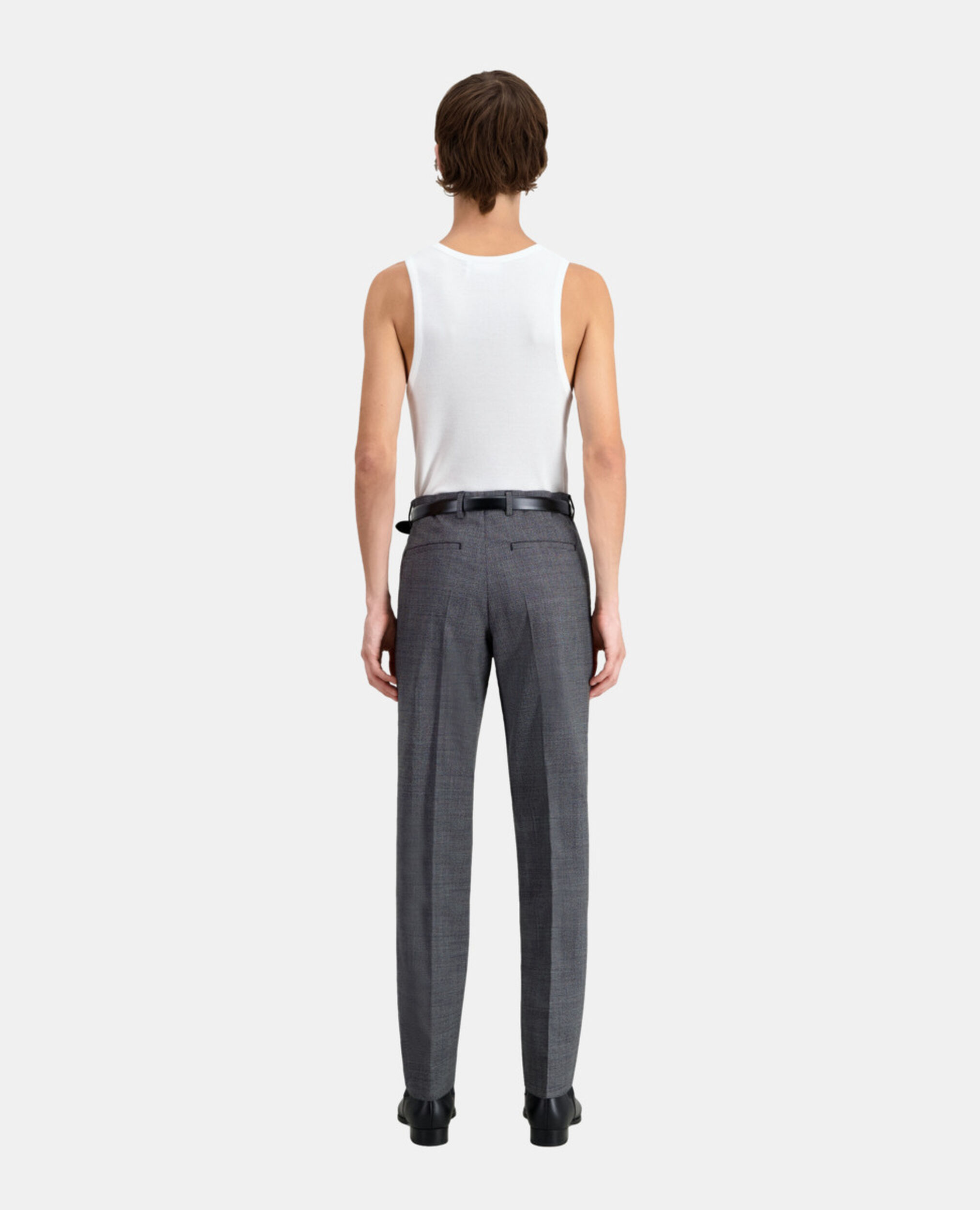 Black micro-pattern wool suit trousers, BLACK-ECRU, hi-res image number null