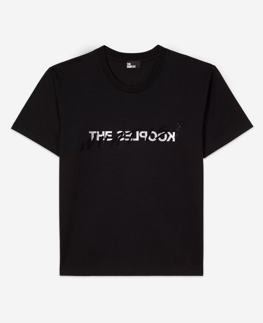 schwarzes t-shirt „what is“ mit strassbesatz