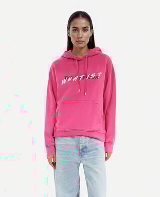 The Kooples WOMEN FUSHIA what is pink hooded sweatshirt