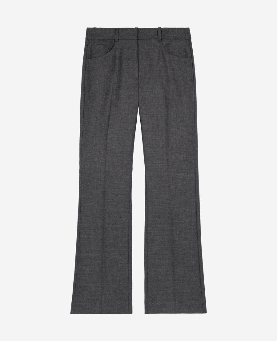 The Kooples WOMEN BLACK dark gray wool bootcut tailored pants