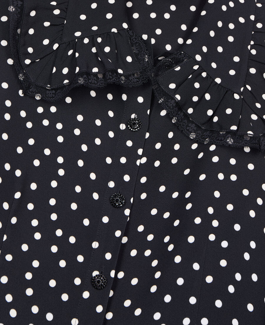 The Kooples FEMME BLACK WHITE chemise &agrave; pois noire