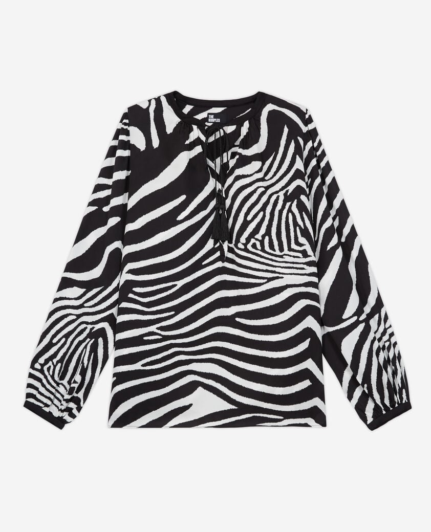 The Kooples FEMME BLACK WHITE blouse imprimée zébré