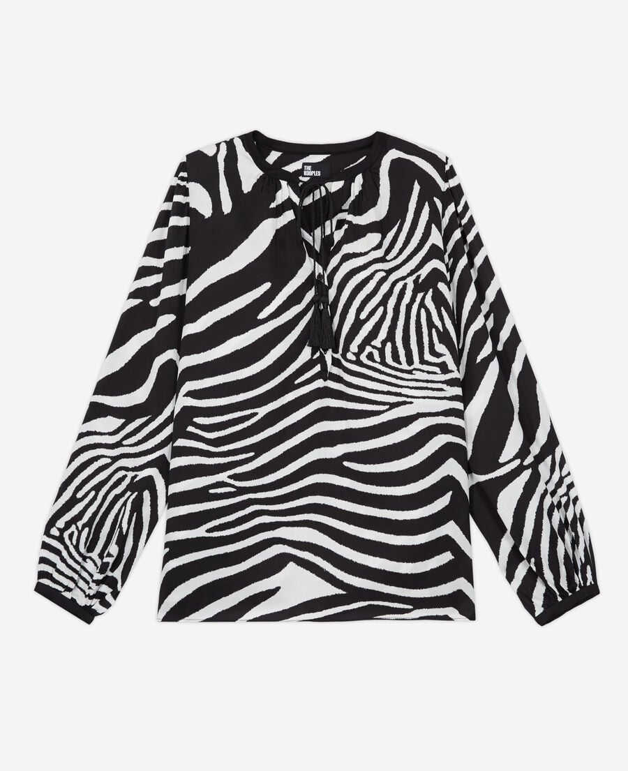 The Kooples FEMME BLACK WHITE blouse imprimée zébré