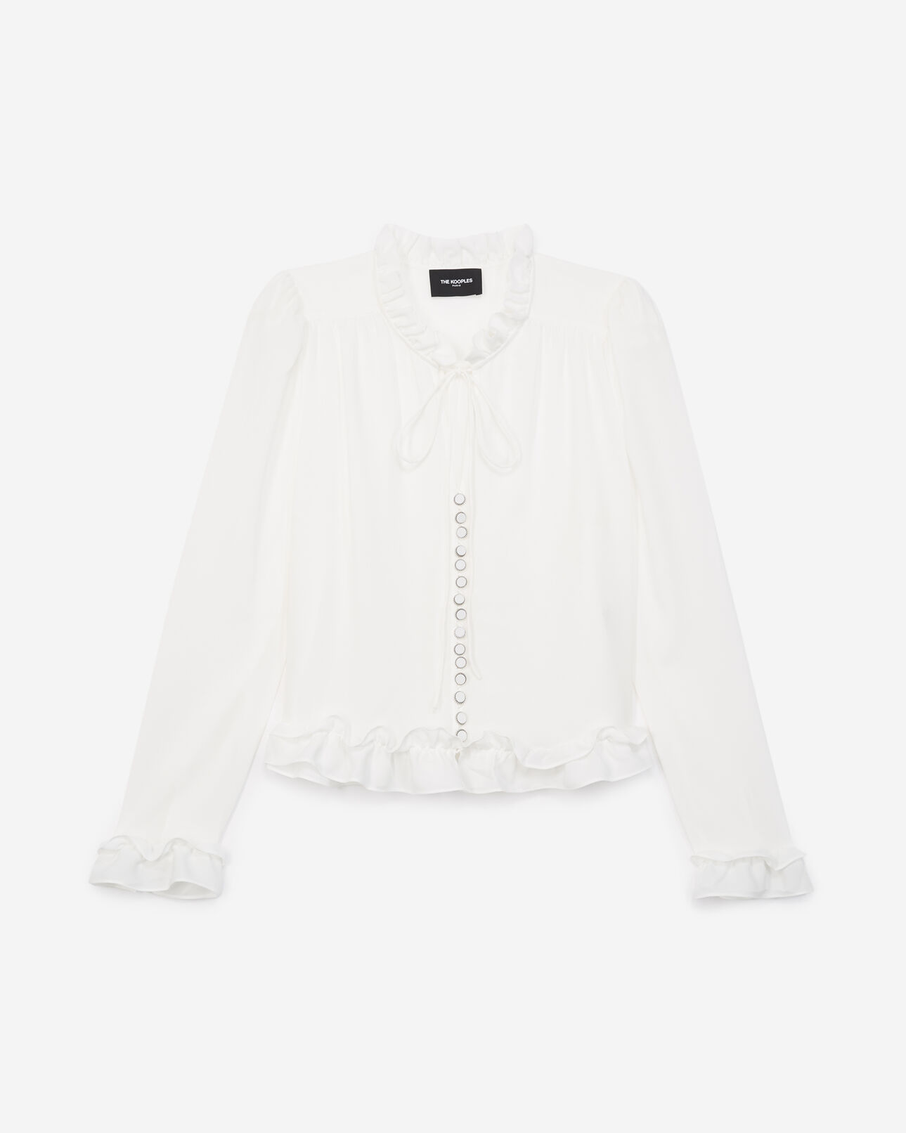 The Kooples DAMEN ECRU fließendes ecrufarbenes hemd mit volants