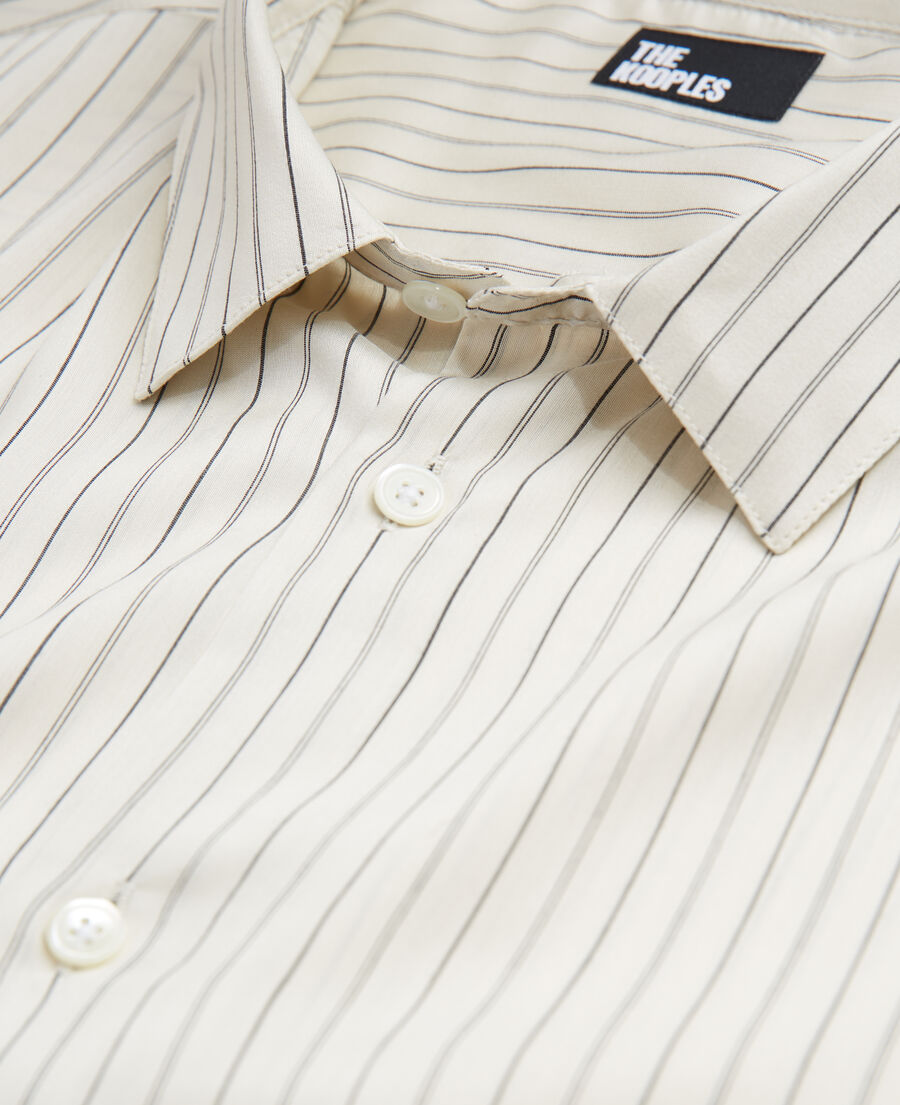 slim-fit ecru striped shirt with classic collar