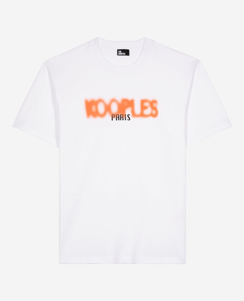 The Kooples HOMME WHITE t-shirt avec sérigraphie tag blanc