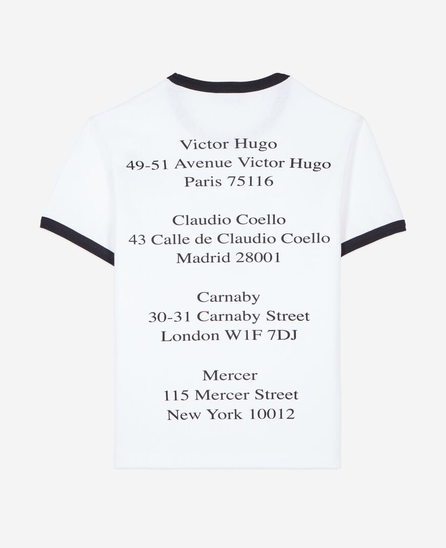 The Kooples DAMEN WHITE weißes t-shirt mit locations-siebdruck