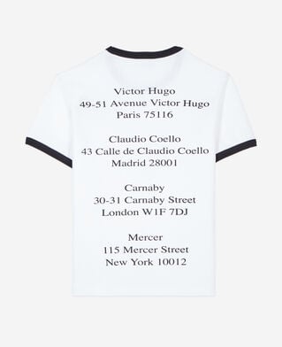 The Kooples DAMEN WHITE weißes t-shirt mit locations-siebdruck