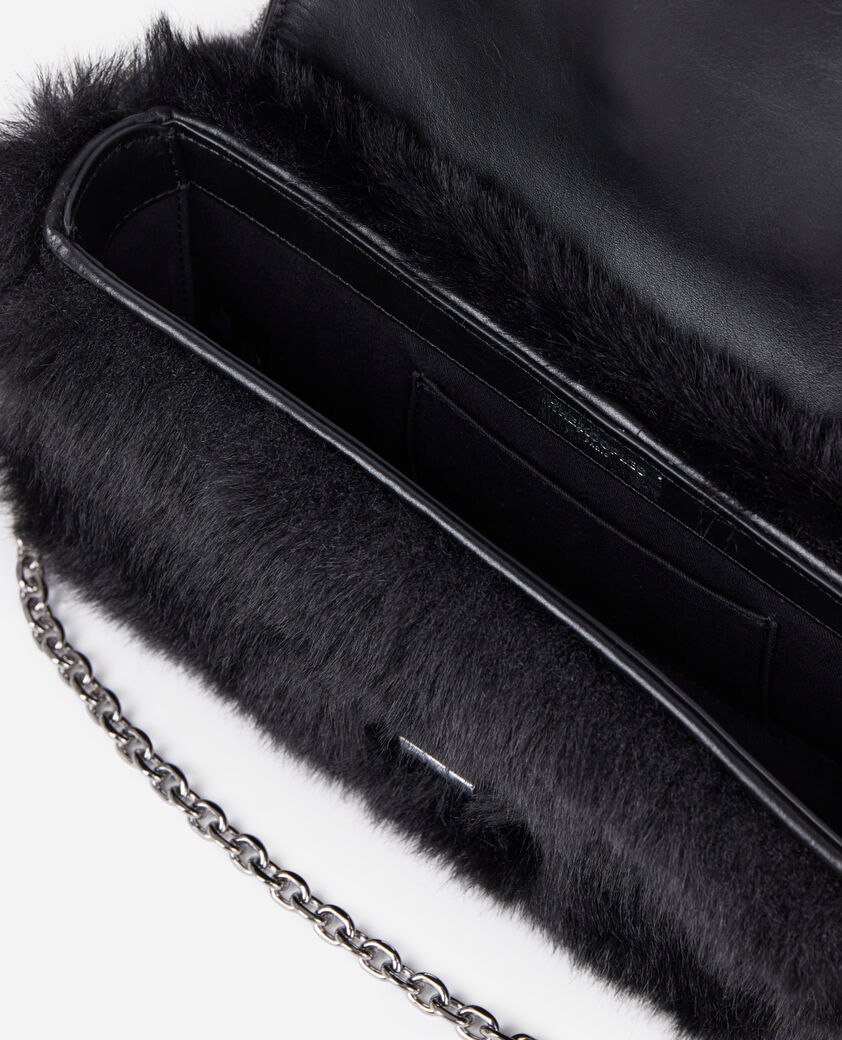 The Kooples WOMEN BLACK black faux-fur clutch bag