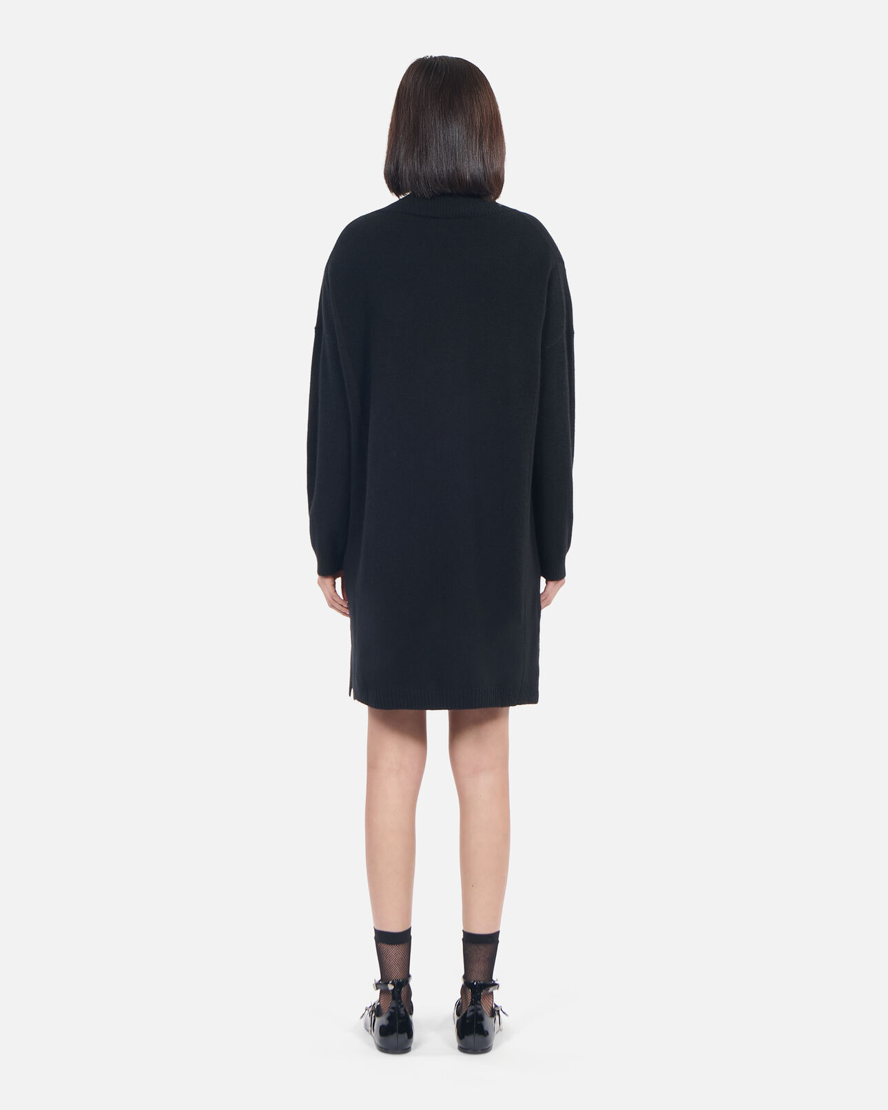 The Kooples FEMME BLACK robe pull courte en cachemire noir