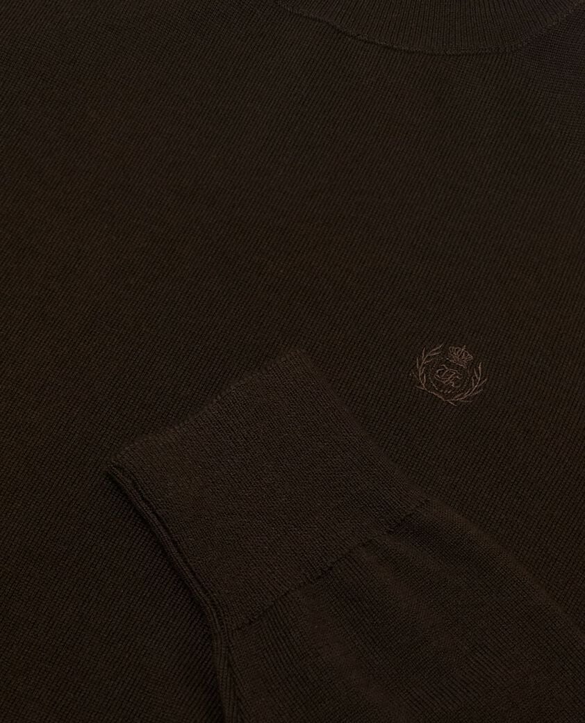 The Kooples H DARK BROWN brown merino wool turtleneck sweater