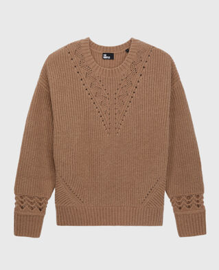 The Kooples FEMME BROWN-BEIGE pull camel en laine mélangée