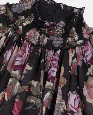 The Kooples FEMME BLACK / PURPLE robe courte imprim&eacute; fleuri