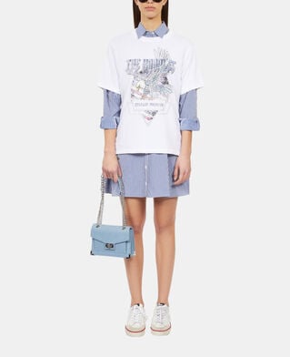 The Kooples WOMEN WHITE white t-shirt with lacing and eagle serigraphy