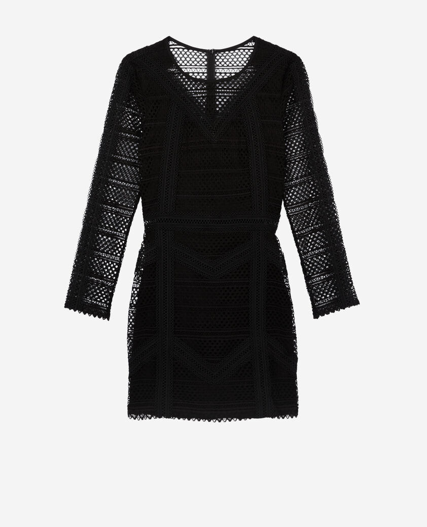 The Kooples FEMME BLACK robe courte en guipure noire