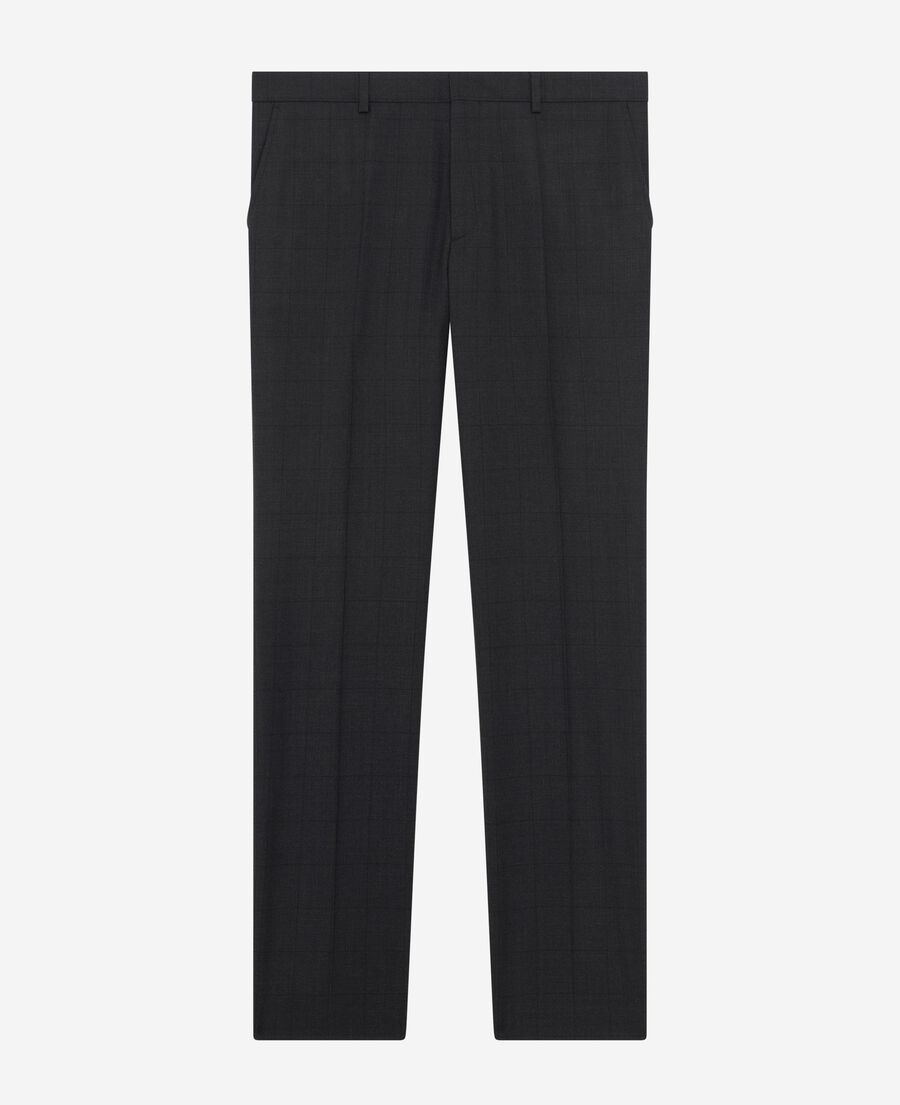 The Kooples MEN BLACK black wool plaid slim fit suit pants