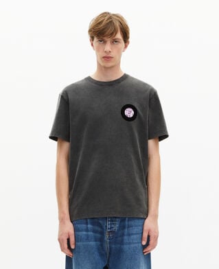 The Kooples H BLACK WASHED t-shirt with black vinyl flocking