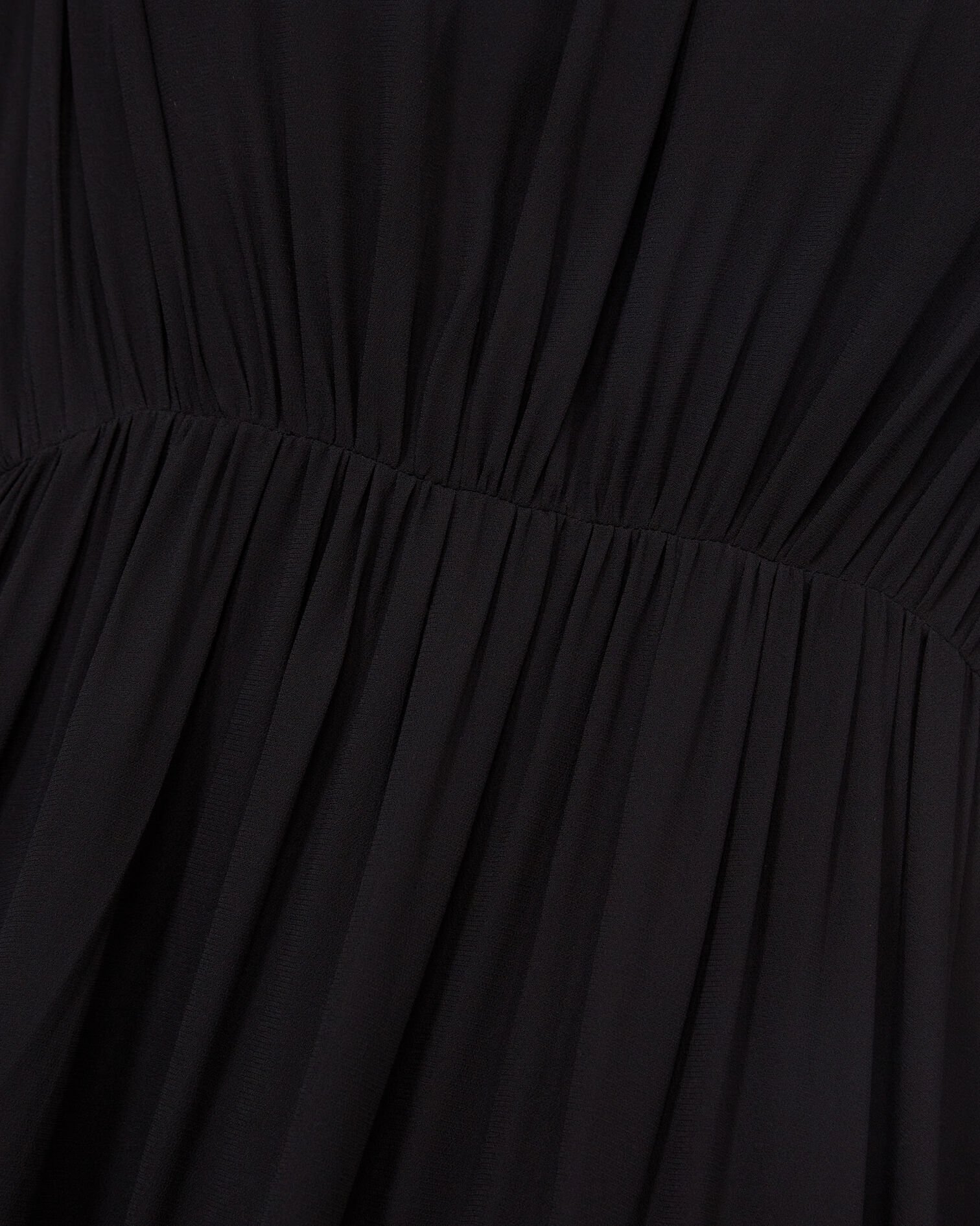 Robe courte noire élastiquée à fronces, BLACK, hi-res image number null