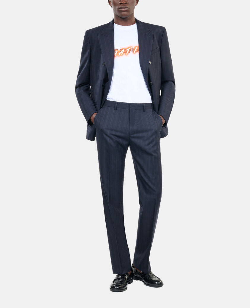 The Kooples MEN NAVY navy blue striped suit trousers