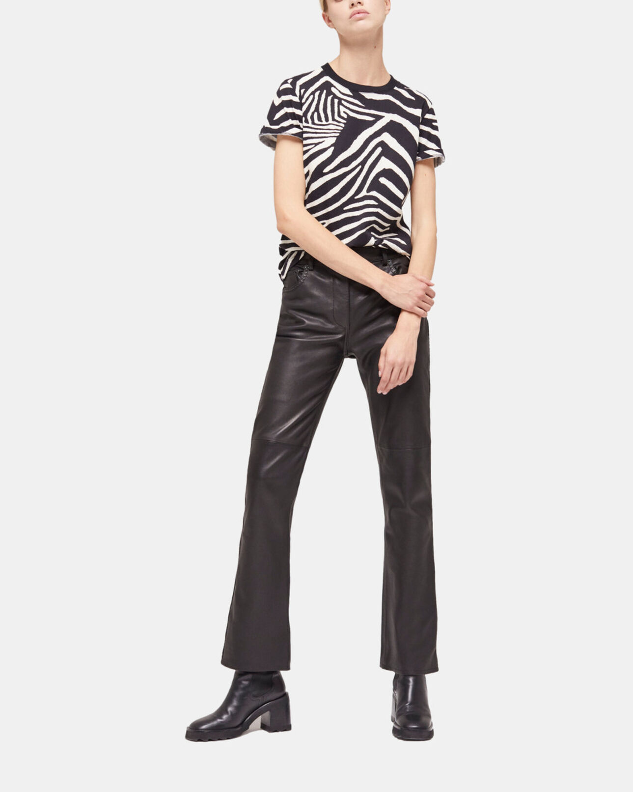 The Kooples WOMEN BLACK / WHITE women's printed t-shirt