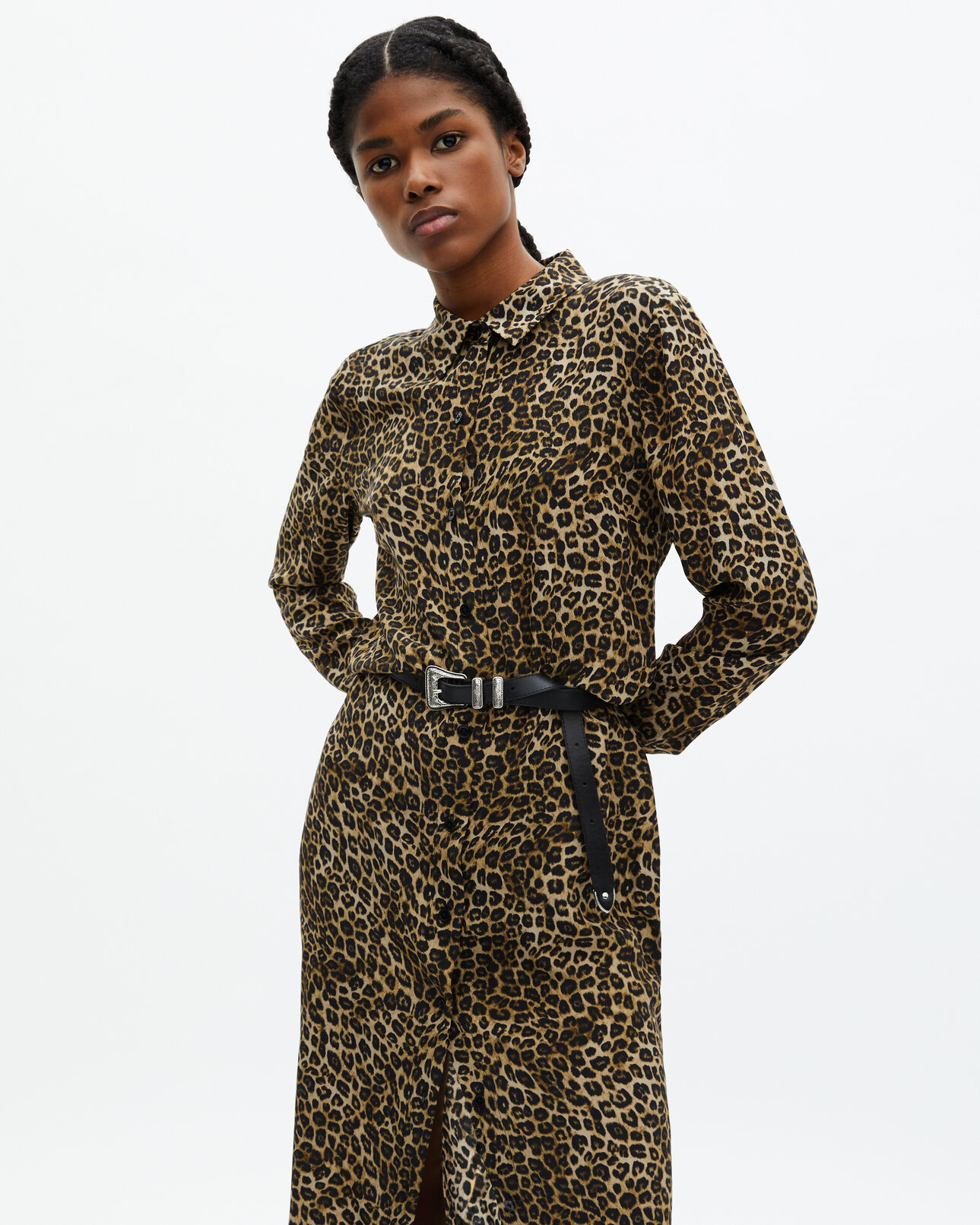 The Kooples WOMEN LEOPARD long leopard print silk dress