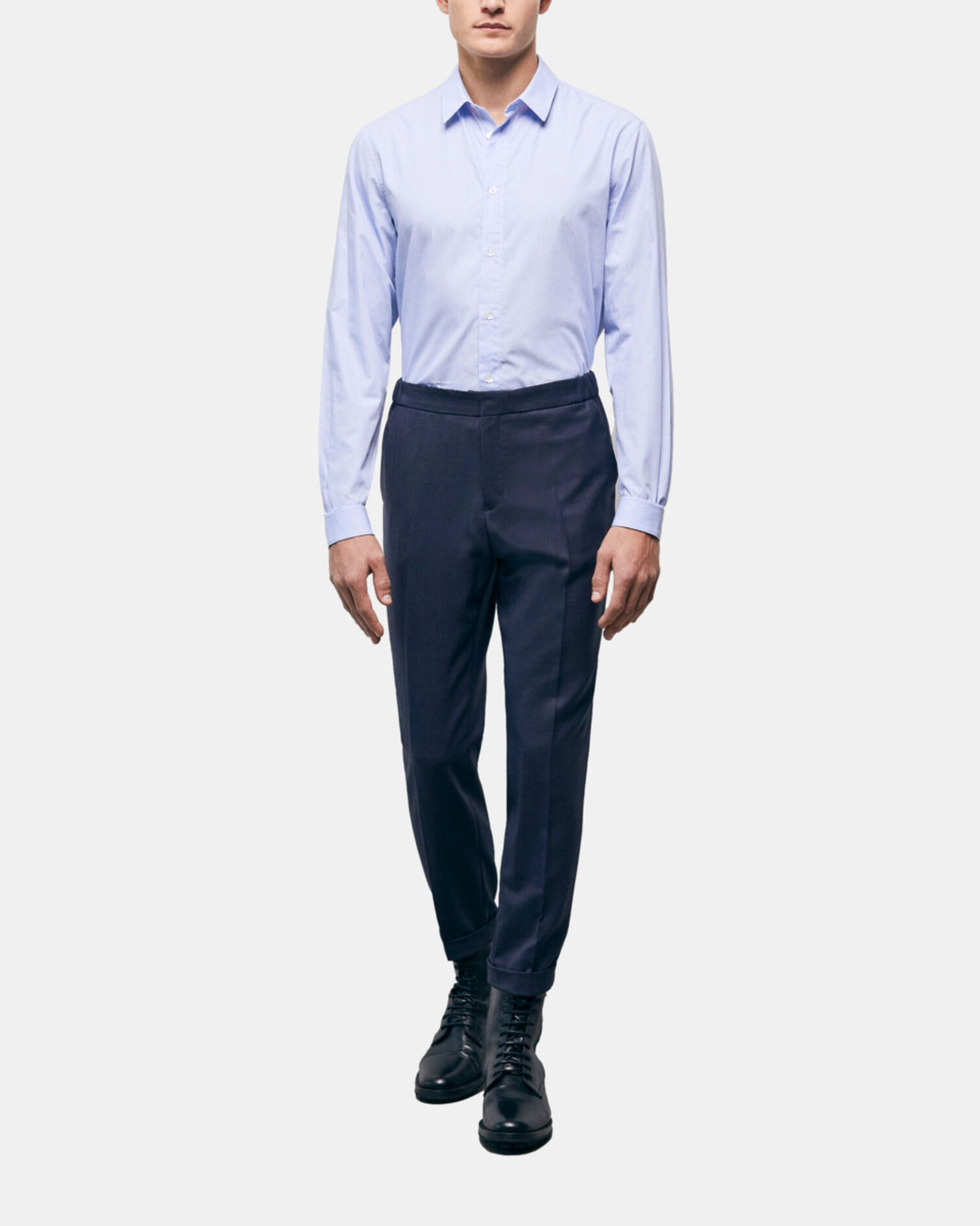 Navy blue wool suit pants, NAVY, hi-res image number null