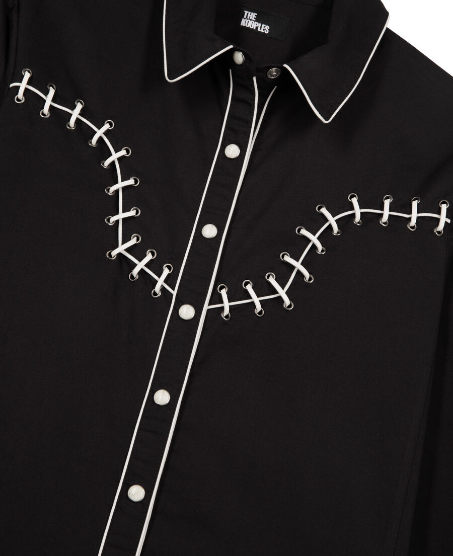 The Kooples WOMEN BLACK western style shirt with black embroidery